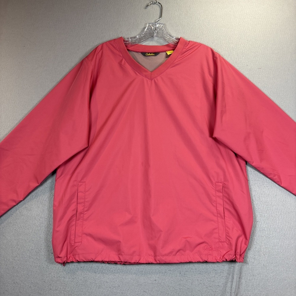 Cabelas Pullover Windbreaker Salmon V Neck Pockets Size Xl Draw string Woman's
